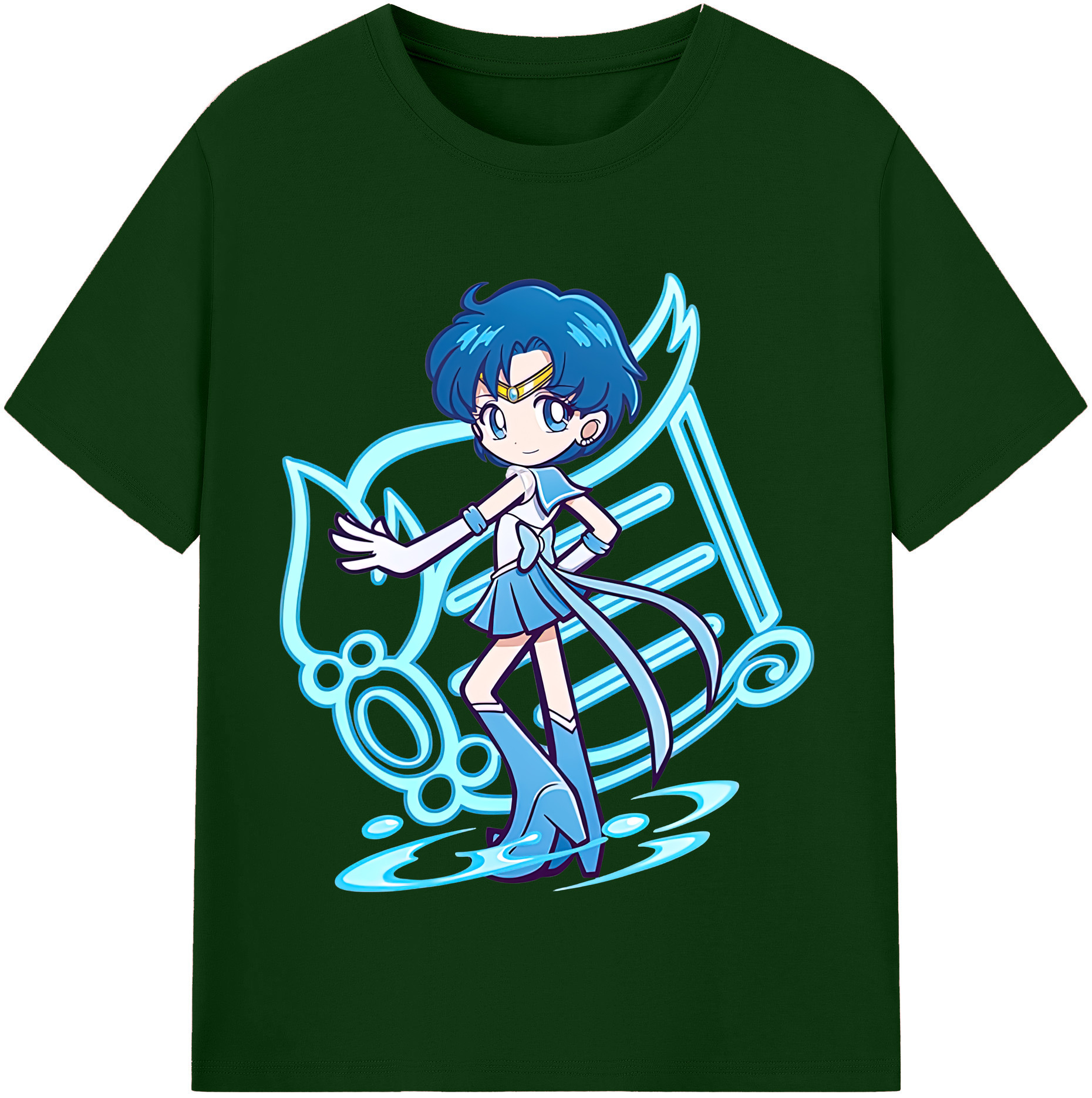 （画像用） 美少女戦士セーラームーン 水野 亜美 みずの あみ Sailor Moon Mizuno Ami 綿100％半袖Tシャツ（フロントプリント）